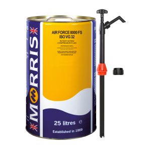 25 litre pack of Air Force 8000 VG32 Compressor oil and pump