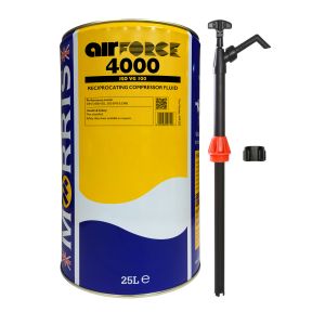 25 litre pack of Air Force 4000 VG100 Compressor oil and pump