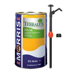 25 Litres Morris 
Terralus BVG 68 Biodegradable Hydraulic Oil & Pump