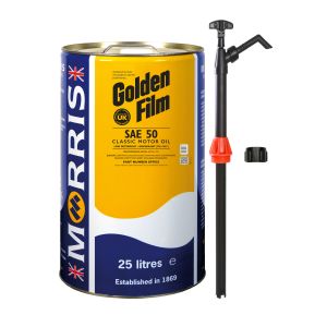 25 Litres Morris Golden Film SAE 50 Classic Motor Oil & Pump