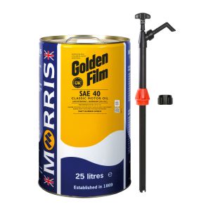 25 Litres Morris Golden Film SAE 40 Classic Motor Oil & Pump