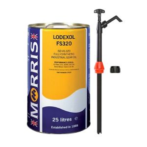 25 Litres Morris 
Lodexol FS 320 Full Synthetic Industrial Gear Oil & Pump
